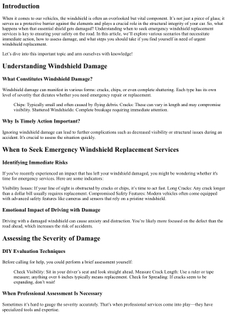 When to Seek Emergency Windshield Replacement Services
