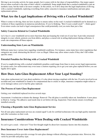 The Legal Implications of Driving with a Cracked Windshield