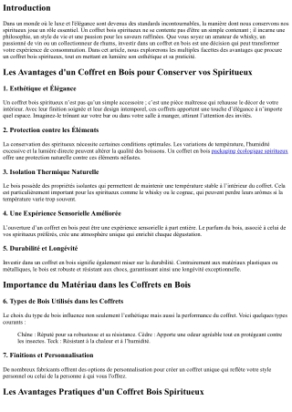 Les Avantages d'un Coffret en Bois pour Conserver vos Spiritueux