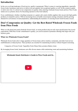 Don’t Compromise on Quality: Get the Best-Rated Wholesale Frozen Foods from Pitc