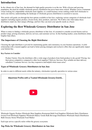 Exploring the Best Wholesale Grocery Distributor in San Jose