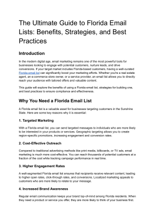 The Ultimate Guide to Florida Email Lists: Benefits, Strategies, and Best Practi