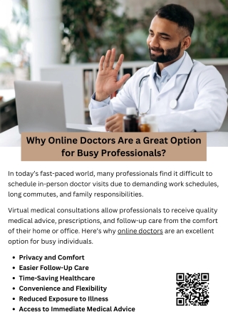 Why Online Doctors Are a Great Option for Busy Professionals?