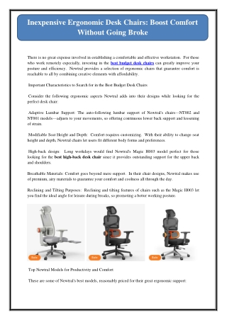 Inexpensive Ergonomic Desk Chairs: Boost Comfort Without Going Broke