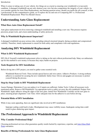 Comparing DIY vs. Professional Windshield Replacement: What You Should Choose