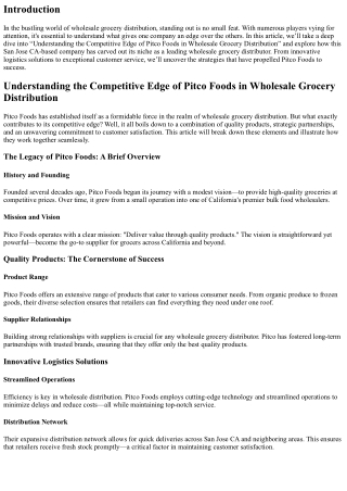 “Understanding the Competitive Edge of Pitco Foods in Wholesale Grocery Distribu