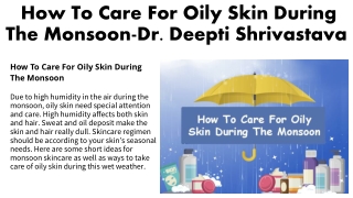 How To Care For Oily Skin During