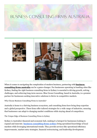 business consulting firms sydney