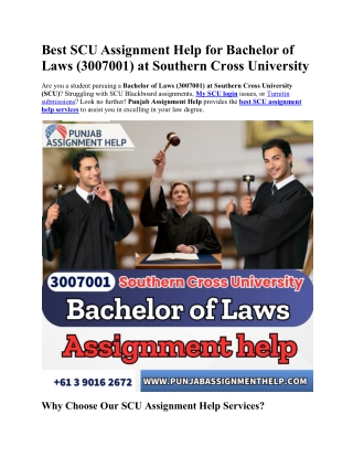 Best SCU Assignment Help for Bachelor of Laws (3007001) at Southern Cross Univer