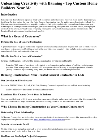 Unleashing Creativity with Banning - Top Custom Home Builders Near Me