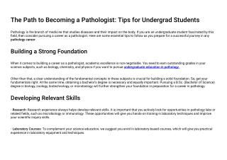 The Path to Becoming a Pathologist: Tips for Undergrad Students