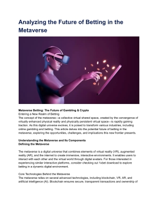 Analyzing the Future of Betting in the Metaverse