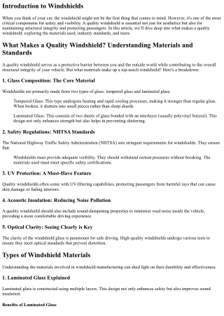 What Makes a Quality Windshield? Understanding Materials and Standards