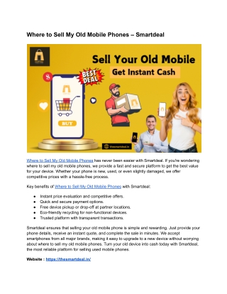 Where to Sell My Old Mobile Phones – Smartdeal
