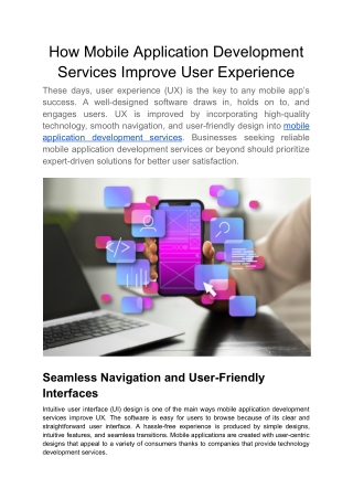 How Mobile Application Development Services Improve User Experience