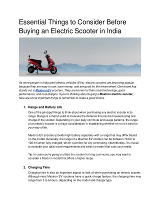 Essential Things to Consider Before Buying an Electric Scooter in India