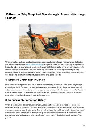 10 Reasons Why Deep Well Dewatering is Essential for Large Projects