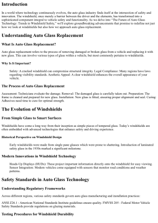 The Future of Auto Glass Technology: Trends in Windshield Safety