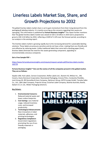 Linerless Labels Market Trends and Demand Projections for 2032