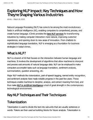 Exploring NLP Impact_ Key Techniques and How They’re Shaping Various Industries – Telegraph