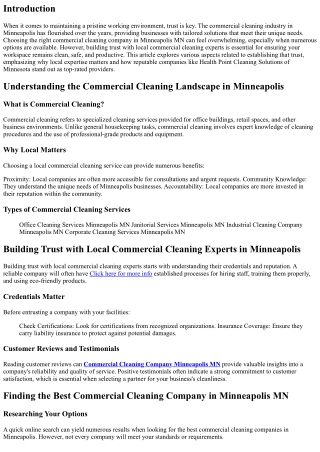 Building Trust with Local Commercial Cleaning Experts in Minneapolis