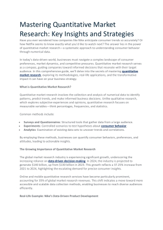 Mastering Quantitative Market Research