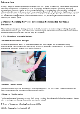 Corporate Cleaning Services: Professional Solutions for Scottsdale Businesses
