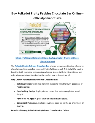 Buy Polkadot Fruity Pebbles Chocolate Bar Online - officialpolkadot.site