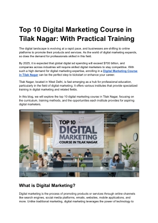 Digital Marketing Course in Tilak Nagar
