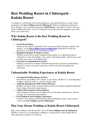 Best Wedding Resort in Chittorgarh article 2