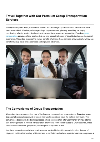 Travel Together with Our Premium Group Transportation Services