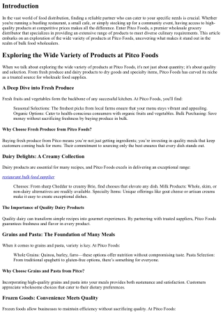 Exploring the Wide Variety of Products at Pitco Foods