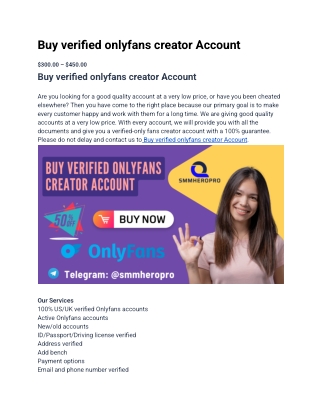 Why do people USA want to Buy Verified OnlyFans Creator Account