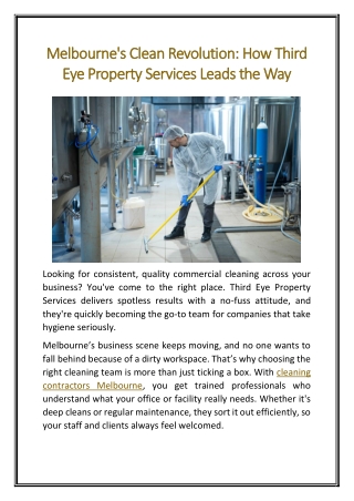 Melbournes Clean Revolution How Third Eye Property Services Leads the Way