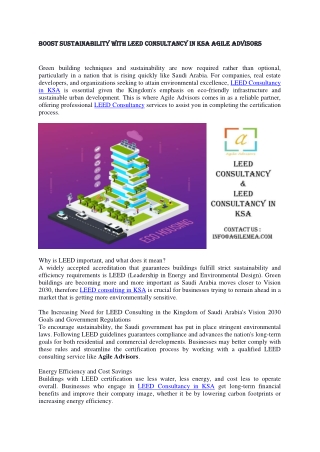 Boost Sustainability with LEED Consultancy in KSA Agile Advisors