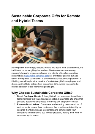 Sustainable Corporate Gifts for Remote and Hybrid Teams
