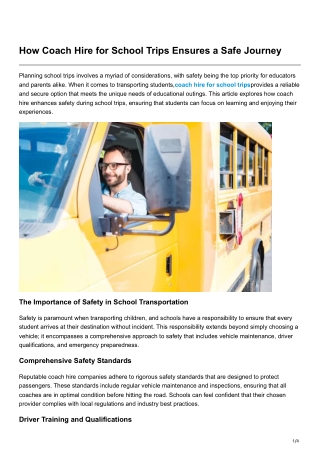 How Coach Hire for School Trips Ensures a Safe Journey