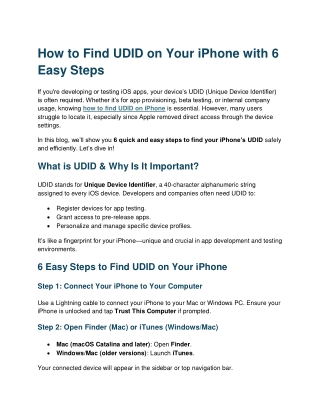 How to Find UDID on Your iPhone with 6 Easy Steps (Beginner-Friendly Guide)