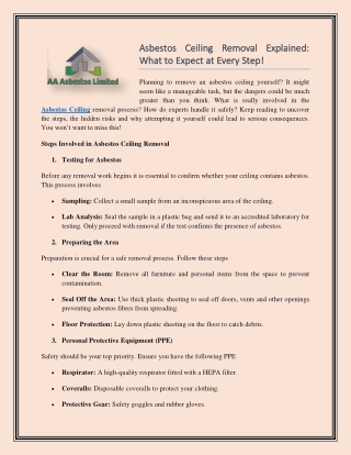 Asbestos Ceiling Removal Explained What to Expect at Every Step!