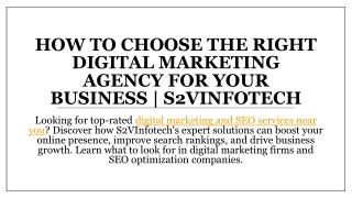 How to Choose the Right Digital Marketing Agency for Your Business | S2VInfotech