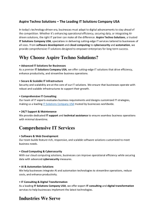 Aspire Techno Solutions article 1