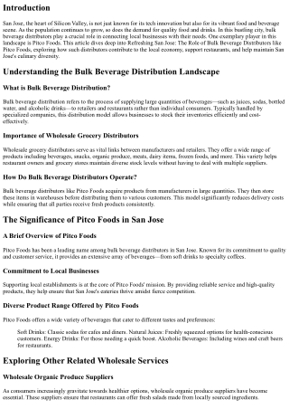Refreshing San Jose: The Role of Bulk Beverage Distributors like Pitco Foods