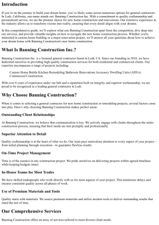 Achieve Your Dream Home with Banning Construction's New Home Construction