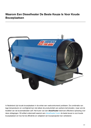 Waarom Een Dieselheater De Beste Keuze Is Voor Koude Bouwplaatsen
