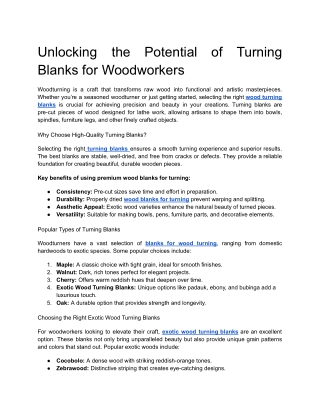 Unlocking the Potential of Turning Blanks for Woodworkers