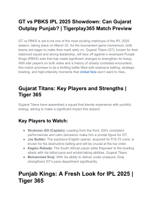 GT vs PBKS IPL 2025 Showdown_ Can Gujarat Outplay Punjab