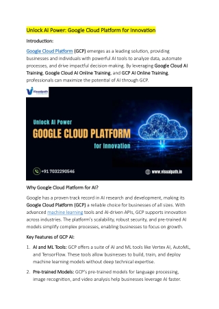 Top Google Cloud AI Online Training | Visualpath