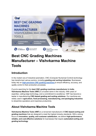 "Top CNC Grading Machines Manufacturer: Best Options for Precision and Efficienc