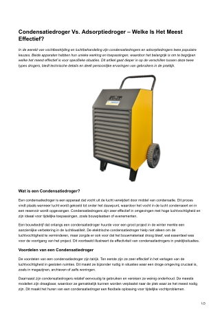 Condensatiedroger Vs. Adsorptiedroger – Welke Is Het Meest Effectief