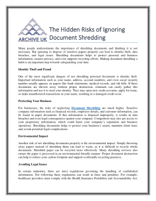 The Hidden Risks of Ignoring Document Shredding
